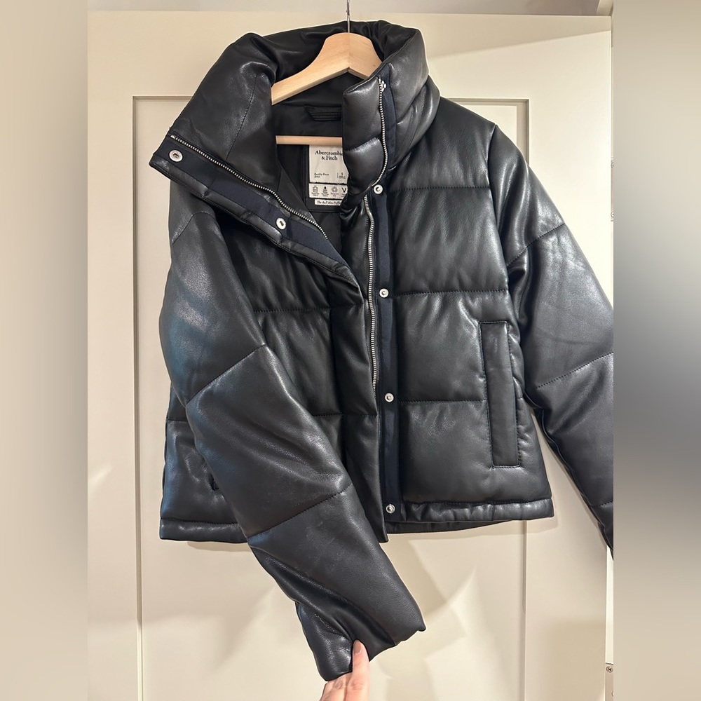 Abercrombie Faux Leather Puffer Jacket